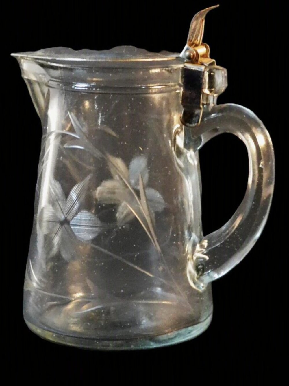 Antique Syrup Dispenser Etched Pattern Pat Date 1914 Kitchen Decor
